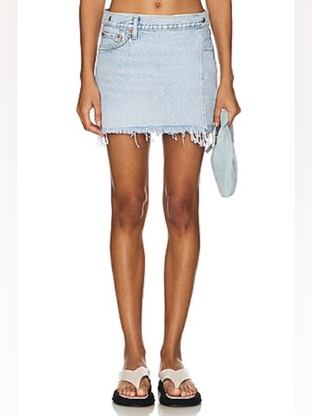 Re/Done x PAM Anderson Light Blue (MaliBlue) Denim Mini Skirt NWT size 25